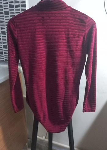 Bordo Yüksek Yaka Kadın Triko Bluz - Görsel 3