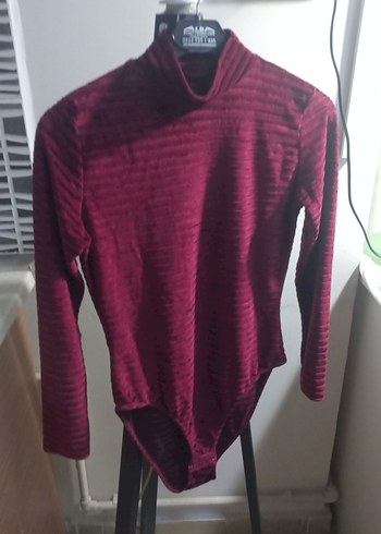 Bordo Yüksek Yaka Kadın Triko Bluz - Görsel 2