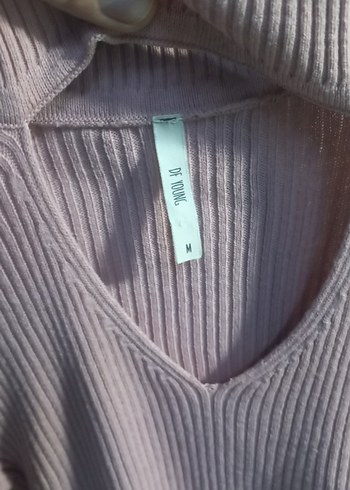 Pembe V Yaka Triko Kadın Kazak - Görsel 4