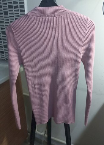 Pembe V Yaka Triko Kadın Kazak - Görsel 3