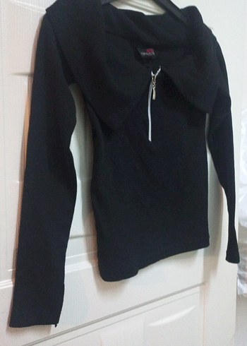 Siyah Uzun Kollu Triko Kadın Kazak - Görsel 3