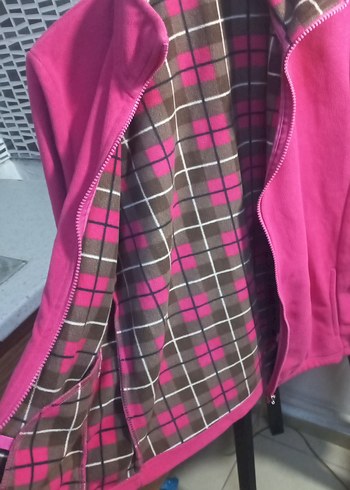 Pembe Fermuarlı Yüksek Yakalı Kadın Ceketi - Görsel 3