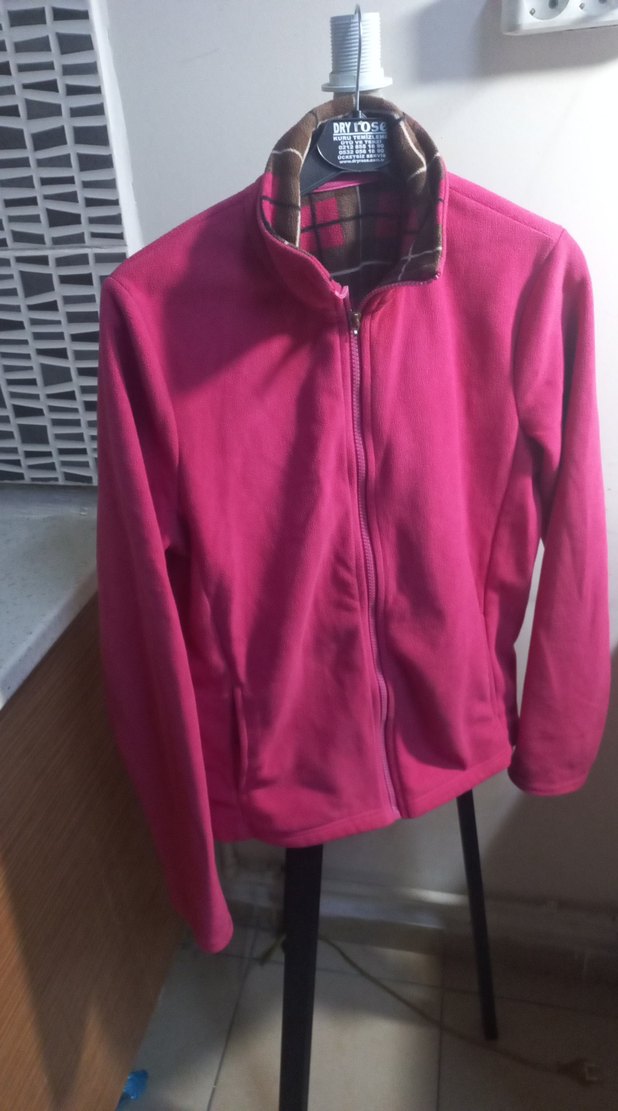 Pembe Fermuarlı Yüksek Yakalı Kadın Ceketi - Görsel 2