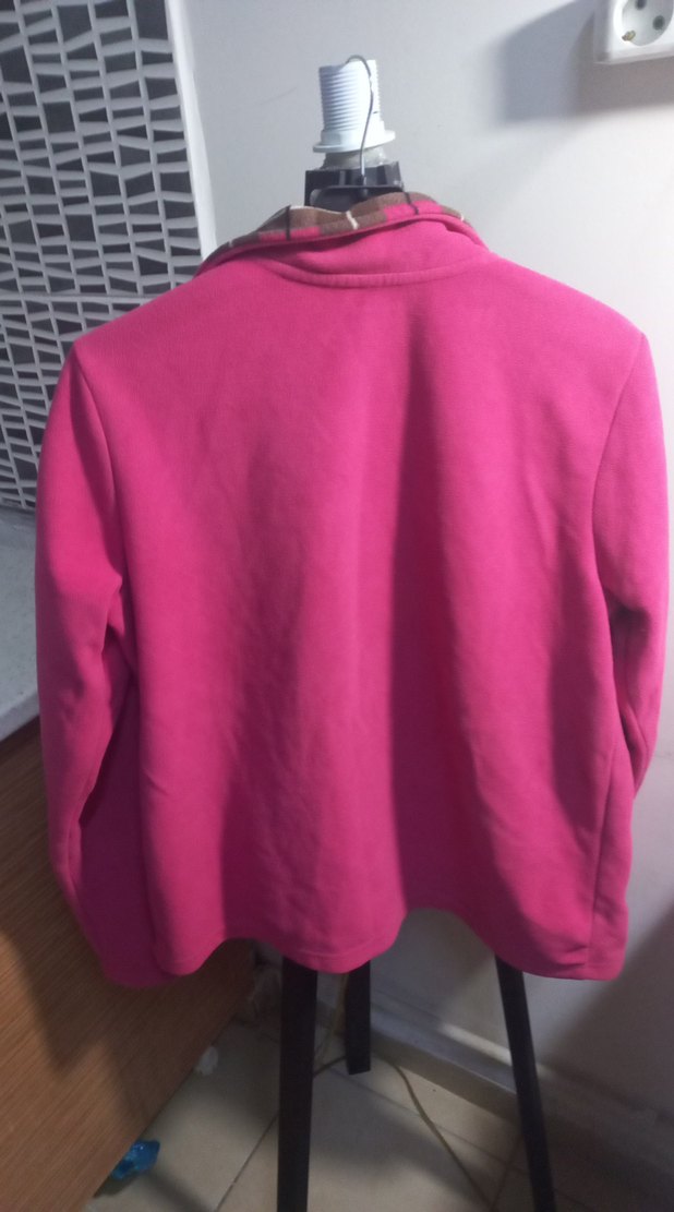 Pembe Fermuarlı Yüksek Yakalı Kadın Ceketi - Görsel 4