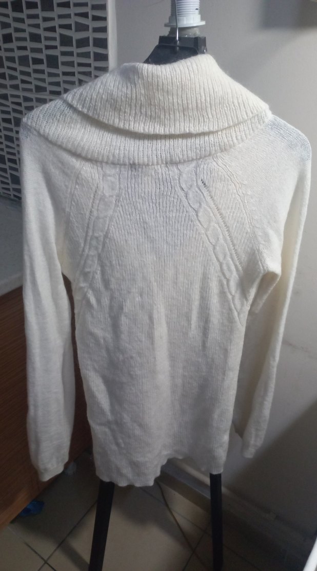 Kadın Beyaz Örgü Uzun Kollu Triko - Görsel 4