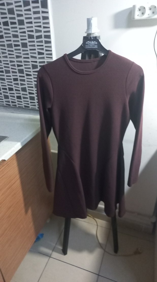 Kahverengi Kadın Uzun Kollu Triko Elbise - Görsel 3