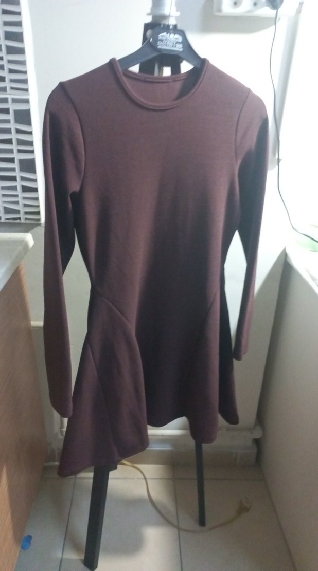 Kahverengi Kadın Uzun Kollu Triko Elbise - Görsel 2