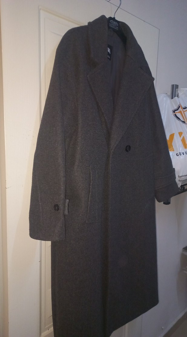 Zara Antrasit Uzun Kaşe Kaban - Görsel 2