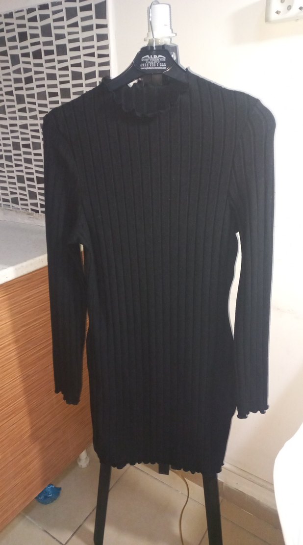 Siyah Uzun Kollu Triko Kadın Elbise - Görsel 2