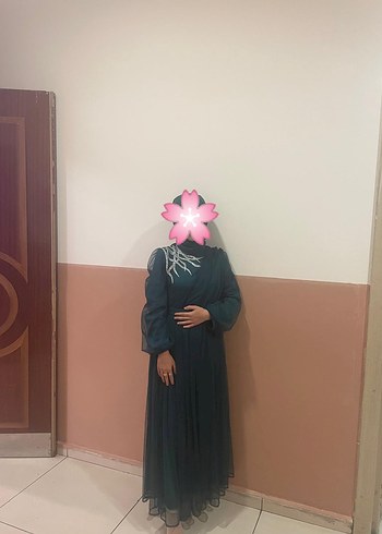 Yeşil Tül Abiye Elbise
