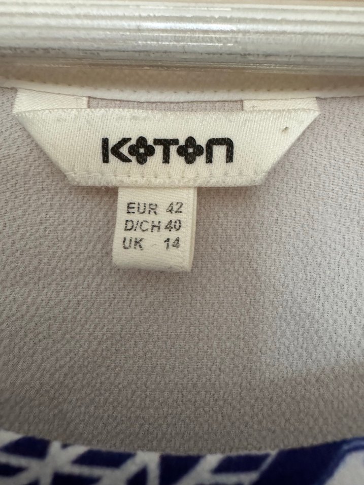 Mavi Kısa Kollu Bağlama Desenli Bluz - Görsel 3