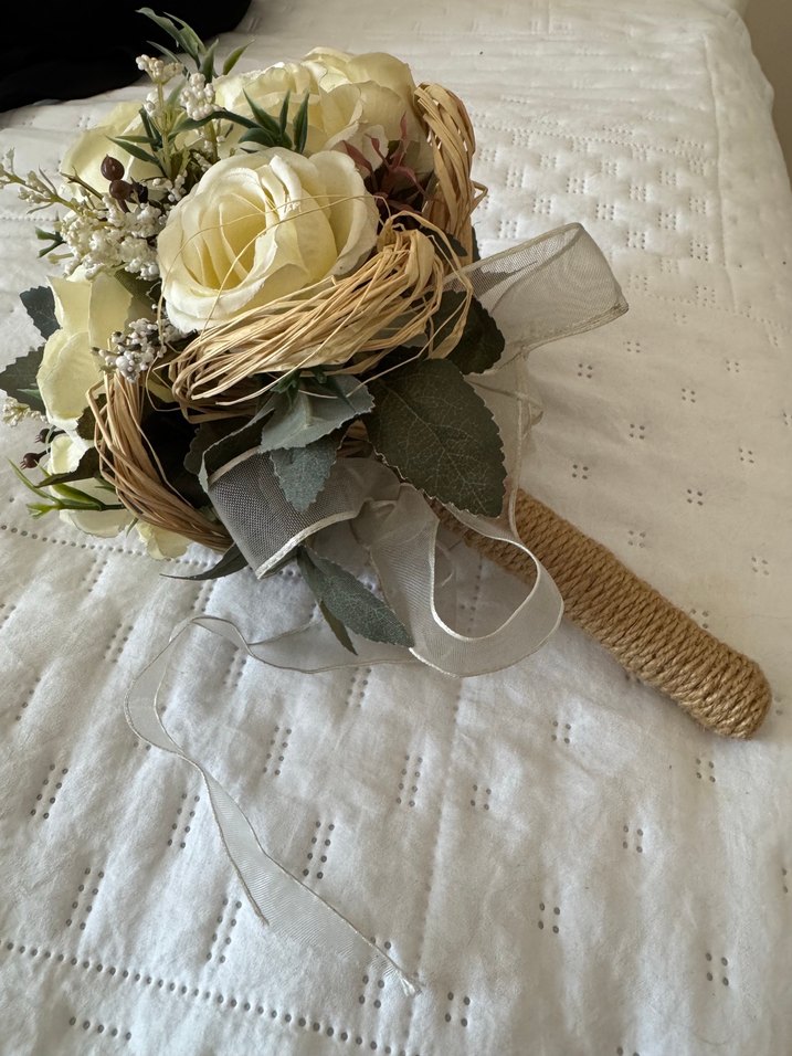 Dantel Detaylı Beyaz Vintage Gelin Buketi - Görsel 2