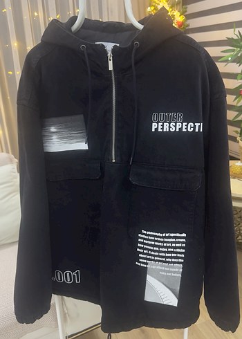 Erkek Siyah Denim Fermuarlı Ceket - Görsel 3