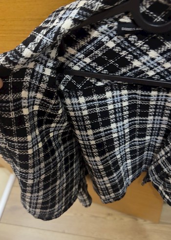 Düğmeli Ekose Kadın Ceket - Görsel 2