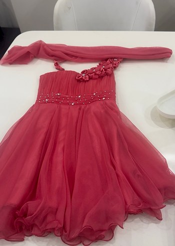 Nar çiçeği renkli Klasik Kız Elbisesi - Görsel 3