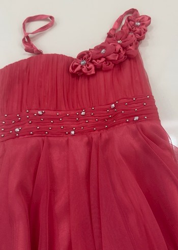 Nar çiçeği renkli Klasik Kız Elbisesi - Görsel 2