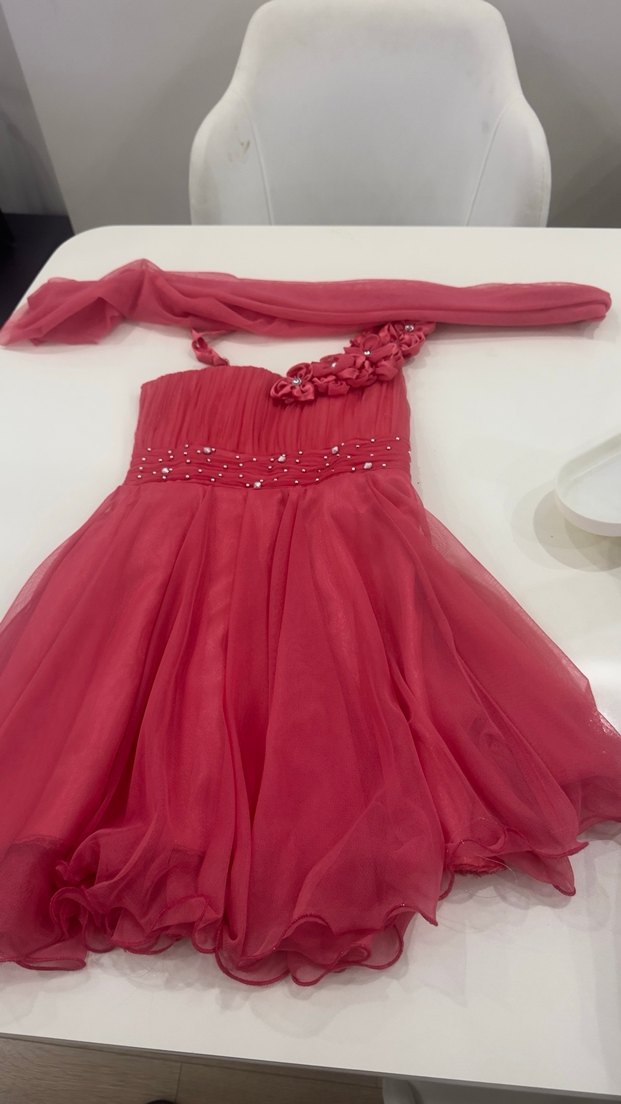 Nar çiçeği renkli Klasik Kız Elbisesi - Görsel 3