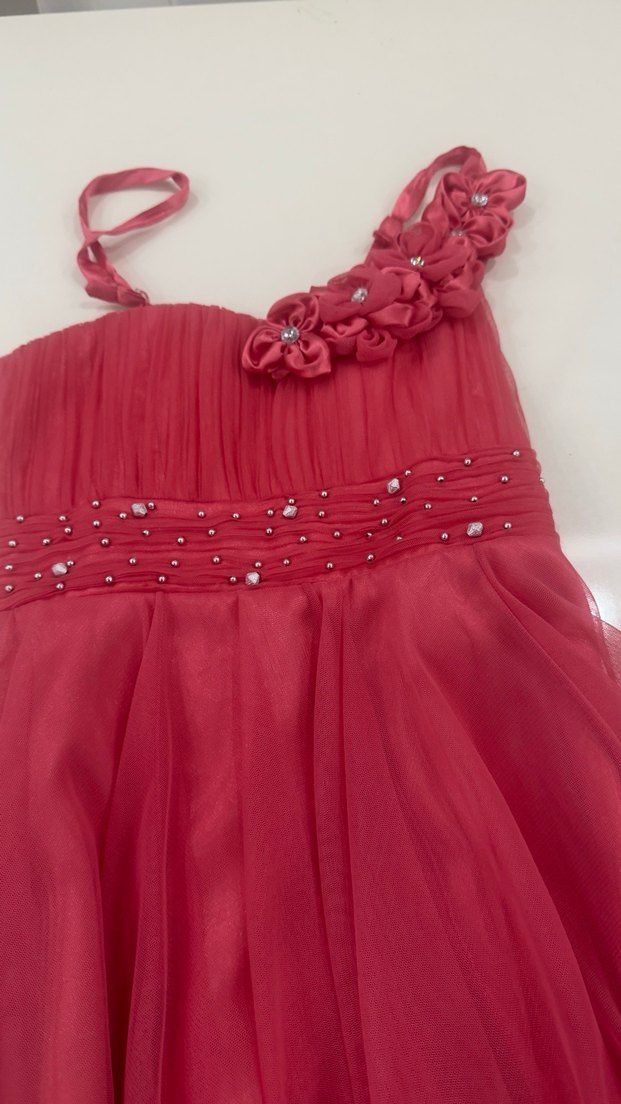 Nar çiçeği renkli Klasik Kız Elbisesi - Görsel 2