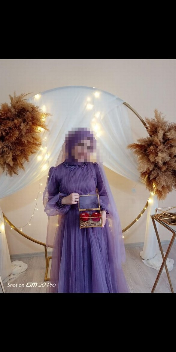 Drapeli Mor Uzun Kadın Elbise - Görsel 4