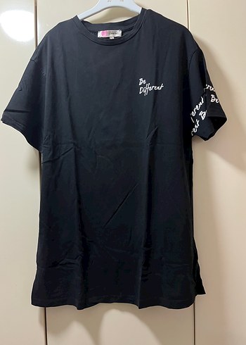 Koton Siyah Oversize Bisiklet Yaka Tisort