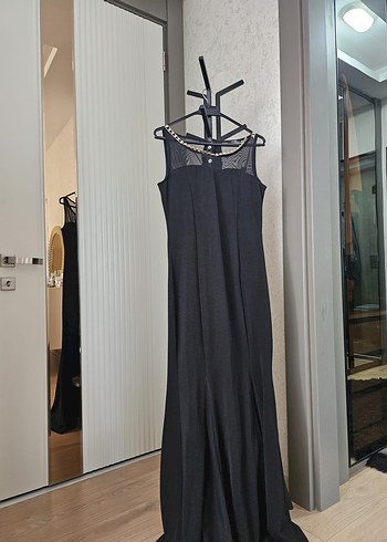 Diğer Uzun Siyah Gotik Straplez Elbise