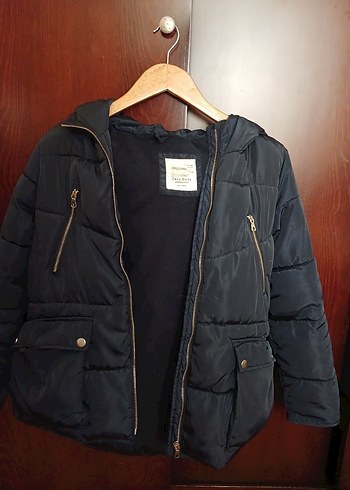 Zara Kız Çocuk Lacivert Fermuarlı Kaban