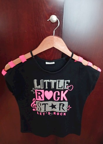 Kız Çocuk Siyah Renkli Rock Punk Tişört - Görsel 2