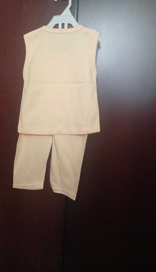 Bej Nakışlı Bebek Kız/Erkek Bebek Takımı - Görsel 2