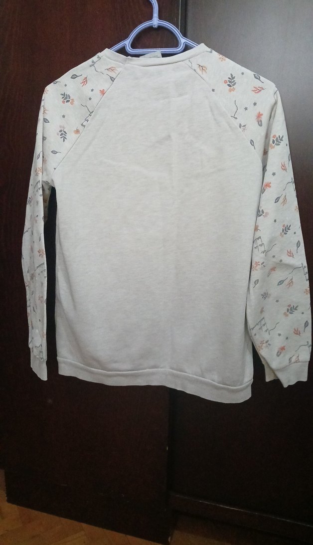 Kız Çocuk Bej Örme Pamuklu Sweatshirt - Görsel 2