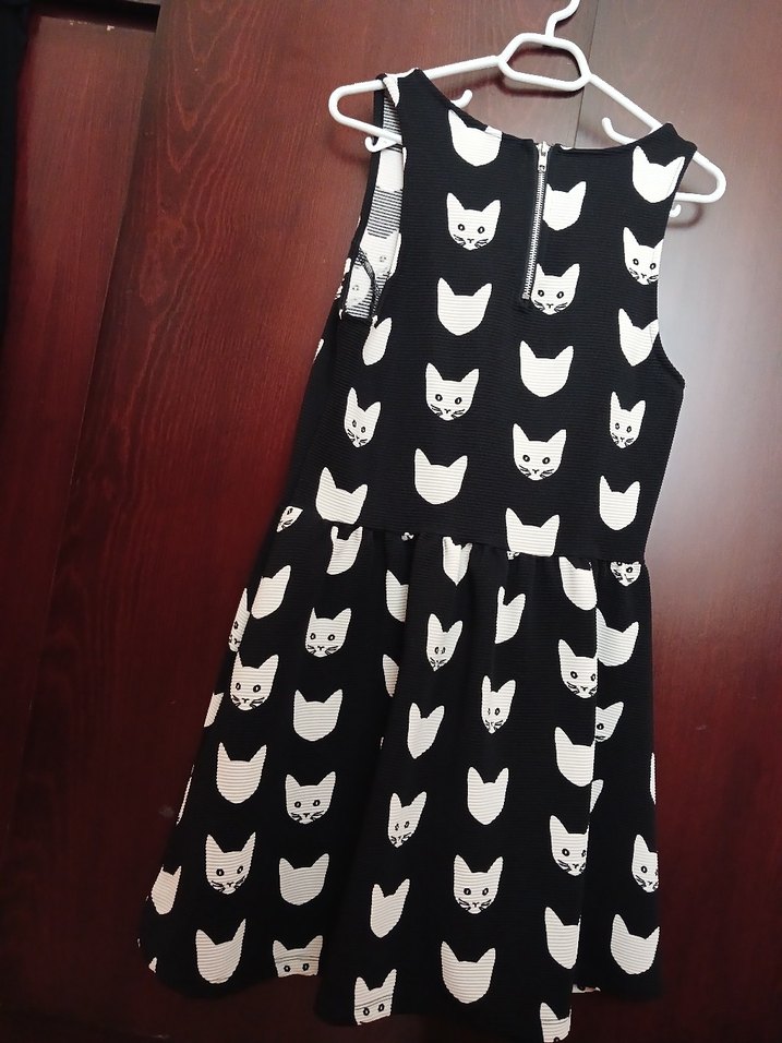 Piliseli Siyah Baskılı Goth Kız Çocuk Elbise - Görsel 3