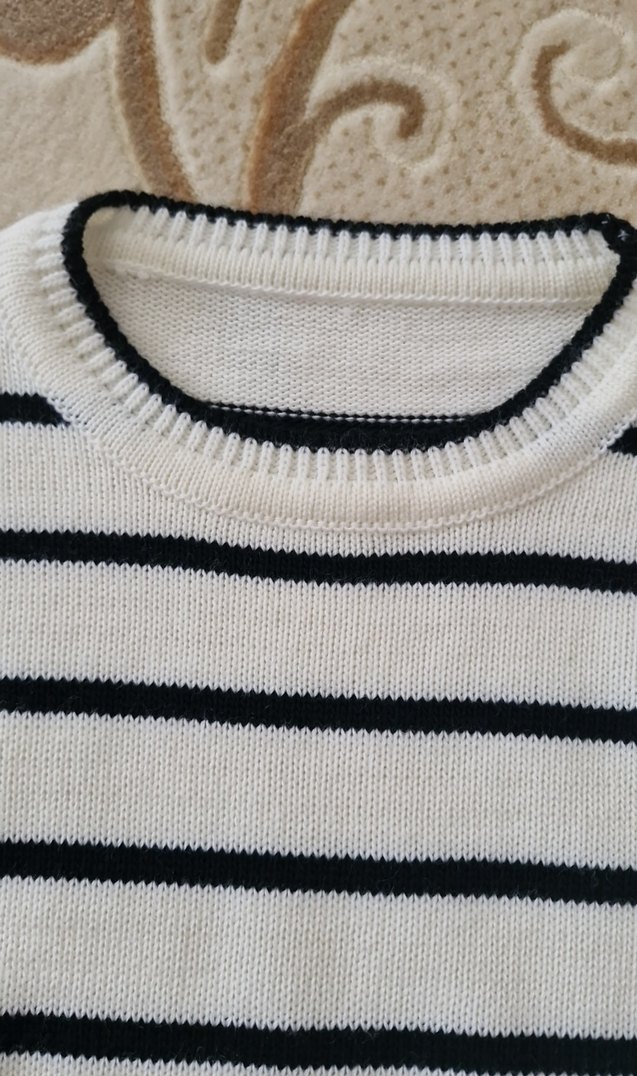 Zebra Desenli Beyaz Örgü Kadın Kazak - Görsel 2