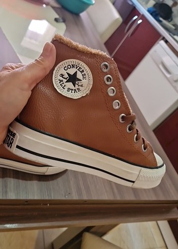 Kahverengi Kürklü Deri Kadın Spor Ayakkabı - Görsel 2