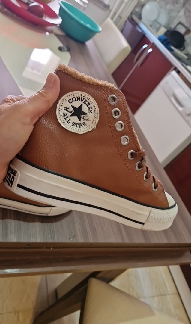 Kahverengi Kürklü Deri Kadın Spor Ayakkabı - Görsel 2