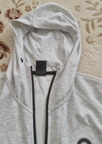 Gri Kapüşonlu Fermuarlı Erkek Sweatshirt - Görsel 4