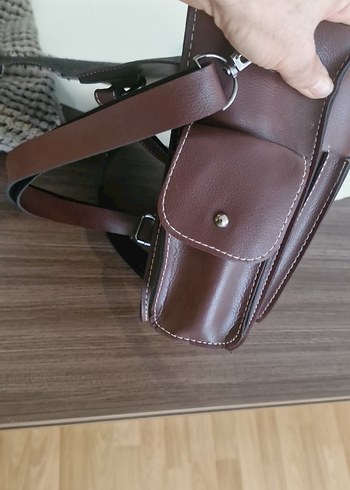 Kahverengi Deri Tokalı Kadın Çanta - Görsel 5