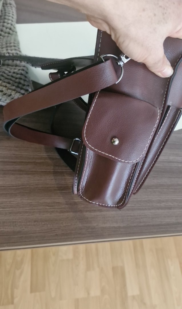 Kahverengi Deri Tokalı Kadın Çanta - Görsel 5