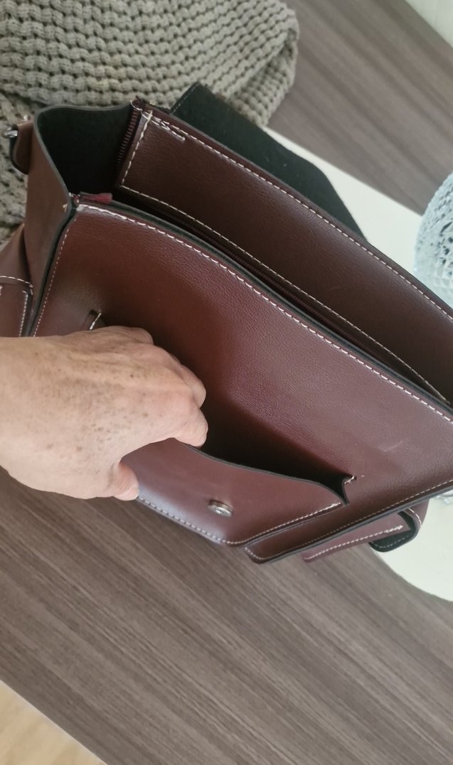 Kahverengi Deri Tokalı Kadın Çanta - Görsel 4