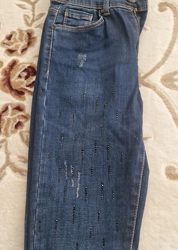 Kadın Mavi Kot Pantolon Kemerli - Görsel 2