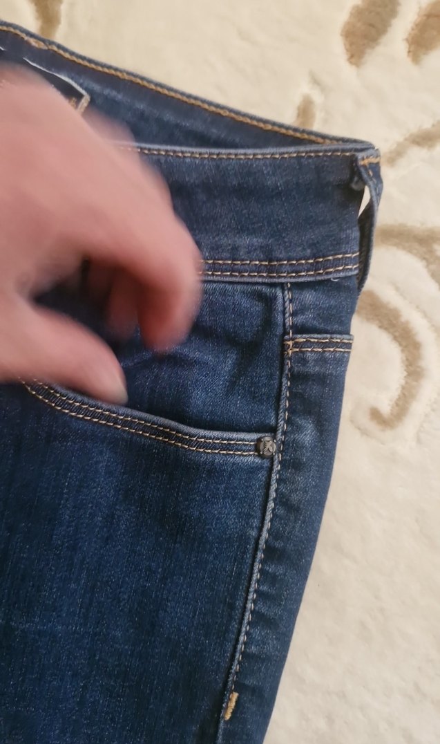 Kadın Mavi Kot Pantolon Kemerli - Görsel 5