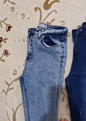 Elastik Bel Kadın Kot Pantolonlar - Gri, Mavi, Siyah - Görsel 5