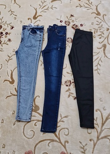 Elastik Bel Kadın Kot Pantolonlar - Gri, Mavi, Siyah - Görsel 3