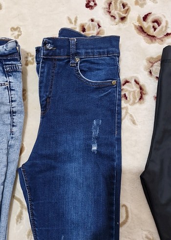 Elastik Bel Kadın Kot Pantolonlar - Gri, Mavi, Siyah - Görsel 6