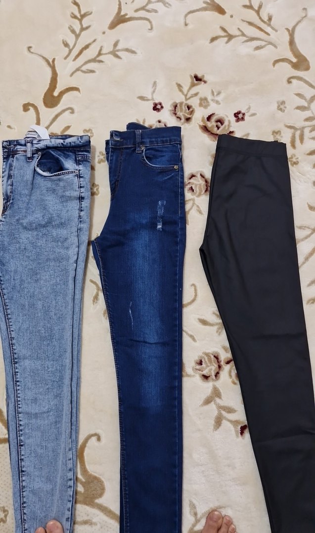 Elastik Bel Kadın Kot Pantolonlar - Gri, Mavi, Siyah - Görsel 2