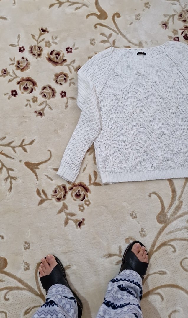 Beyaz Örgü Kadın Kazak - Görsel 4