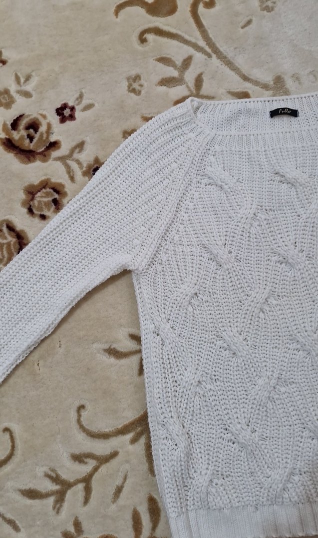 Beyaz Örgü Kadın Kazak - Görsel 3