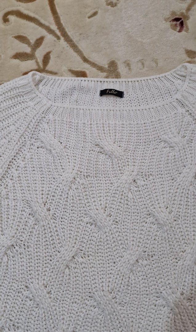 Beyaz Örgü Kadın Kazak - Görsel 2