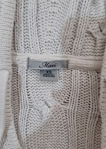 Kısa Kollu Kapüşonlu Beyaz Örgü Kadın Kazak - Görsel 2