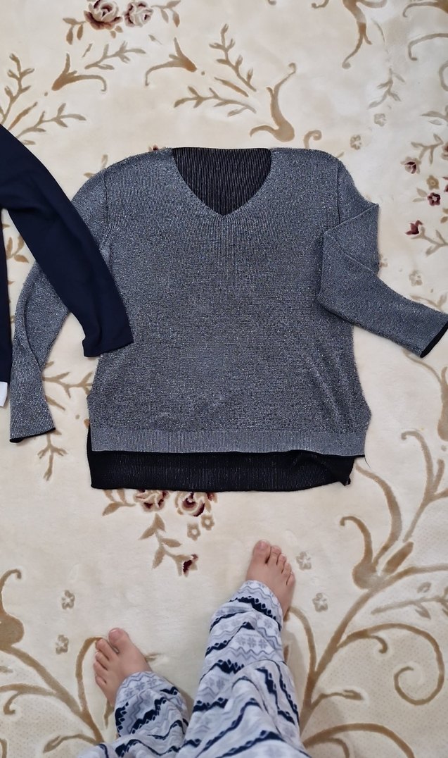 Gri Kadın Triko Kazak, Uzun Kollu, Rahat Kesim - Görsel 5