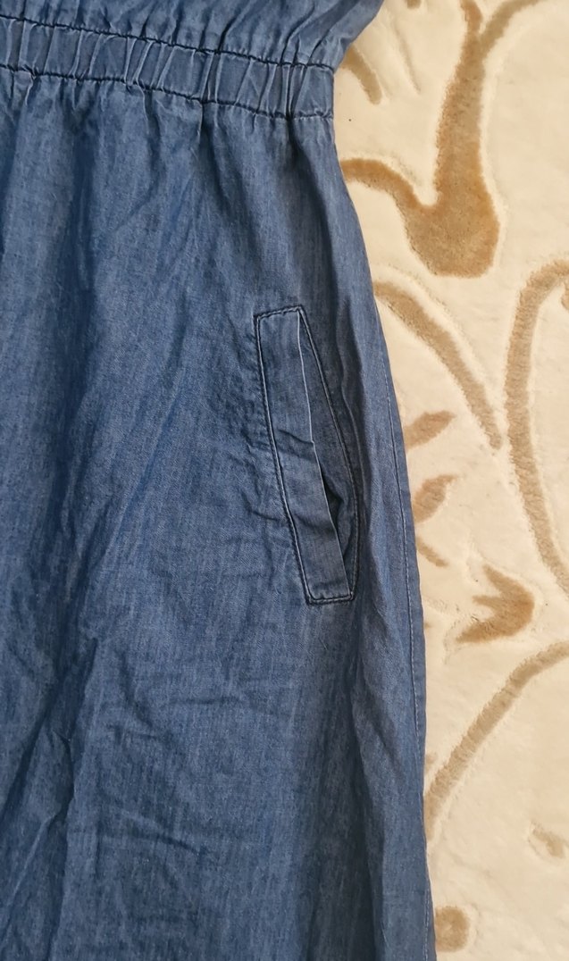 Kadın Uzun Kot Elbise Uzun Kollu Bohem - Görsel 2