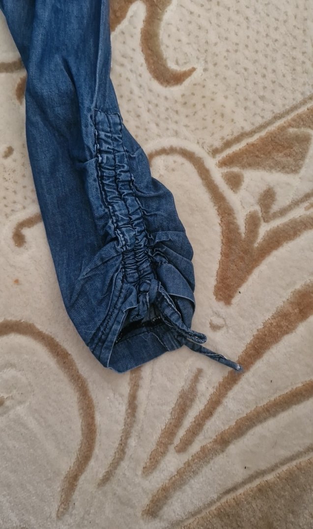 Kadın Uzun Kot Elbise Uzun Kollu Bohem - Görsel 5